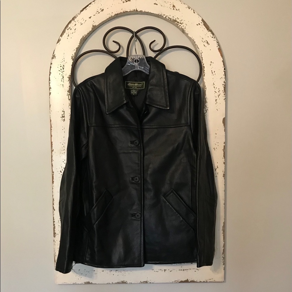 NWOT Eddie Bauer Black Leather Jacket